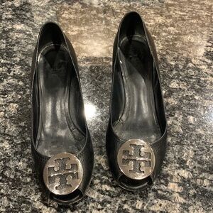 Tory Burch wedge heel size 10. One shoe needs sole to be glued.